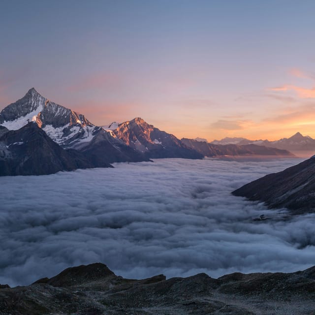 Snowy mountain peaks